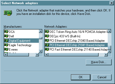 Select Network Adapter