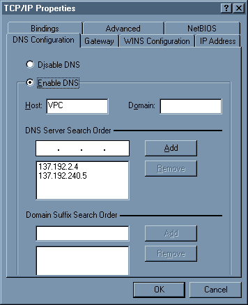 DNS Domain Name Server host name configuration